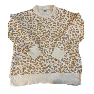 Aerie Beige and Pink Leopard Print Sweater